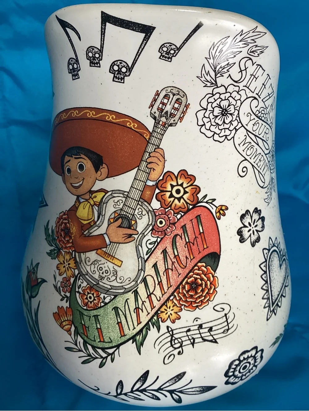 Disney parks White Ceramic Floral Mariachi Pitcher